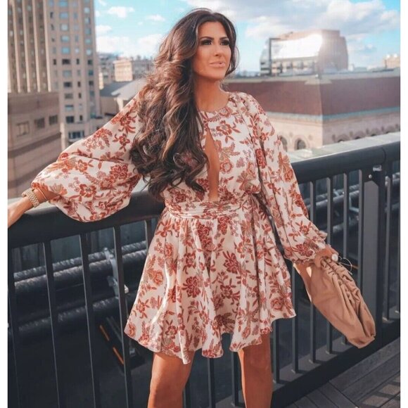 MISA Los Angeles Kara Dress in Falling Floral Satin Made‎ in USA Size XS - Picture 1 of 11